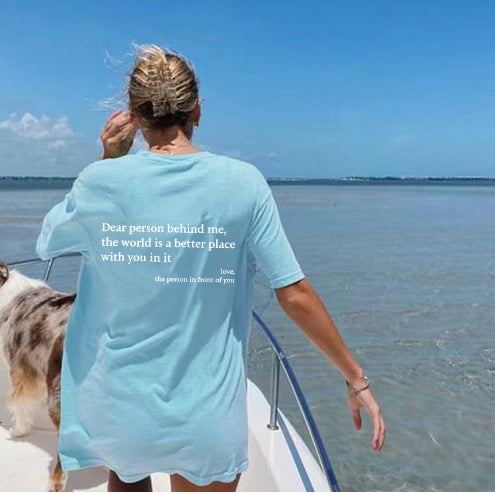 2023 New Fashion Womens Letter T-Shirt Round Neck Short Sleeve Slogan Tee Top