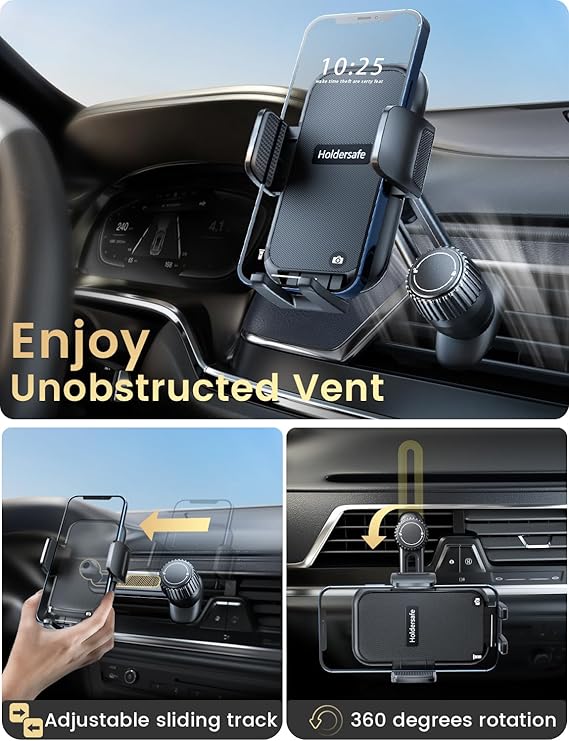 Phone Mount for Car Vent: [Never Blocking] Air Vent Cell Phones Holder for  & Samsung Android Smartphone [Thick Cases Friendly] Hands-Free A