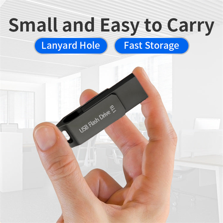 1TB popular USB flash drive suitable for Apple phones, high-speed computers, universal dual interface metal rotating USB flash drive