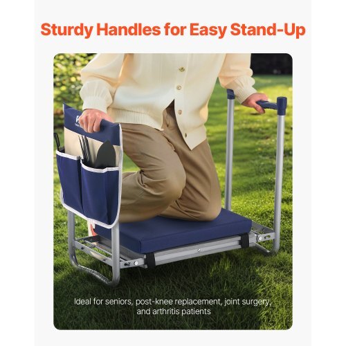 Garden Kneeler and Seat, 11 in Wide Thick Kneeling Pad, Heavy Duty Garden Kneeling Stool, Folding Garden Seat with 1 Tool Bag, Relieve Knee & Back Pain, Non-Slip Garden Bench for Grandparents