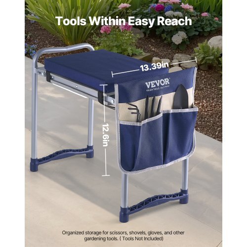 Garden Kneeler and Seat, 11 in Wide Thick Kneeling Pad, Heavy Duty Garden Kneeling Stool, Folding Garden Seat with 1 Tool Bag, Relieve Knee & Back Pain, Non-Slip Garden Bench for Grandparents
