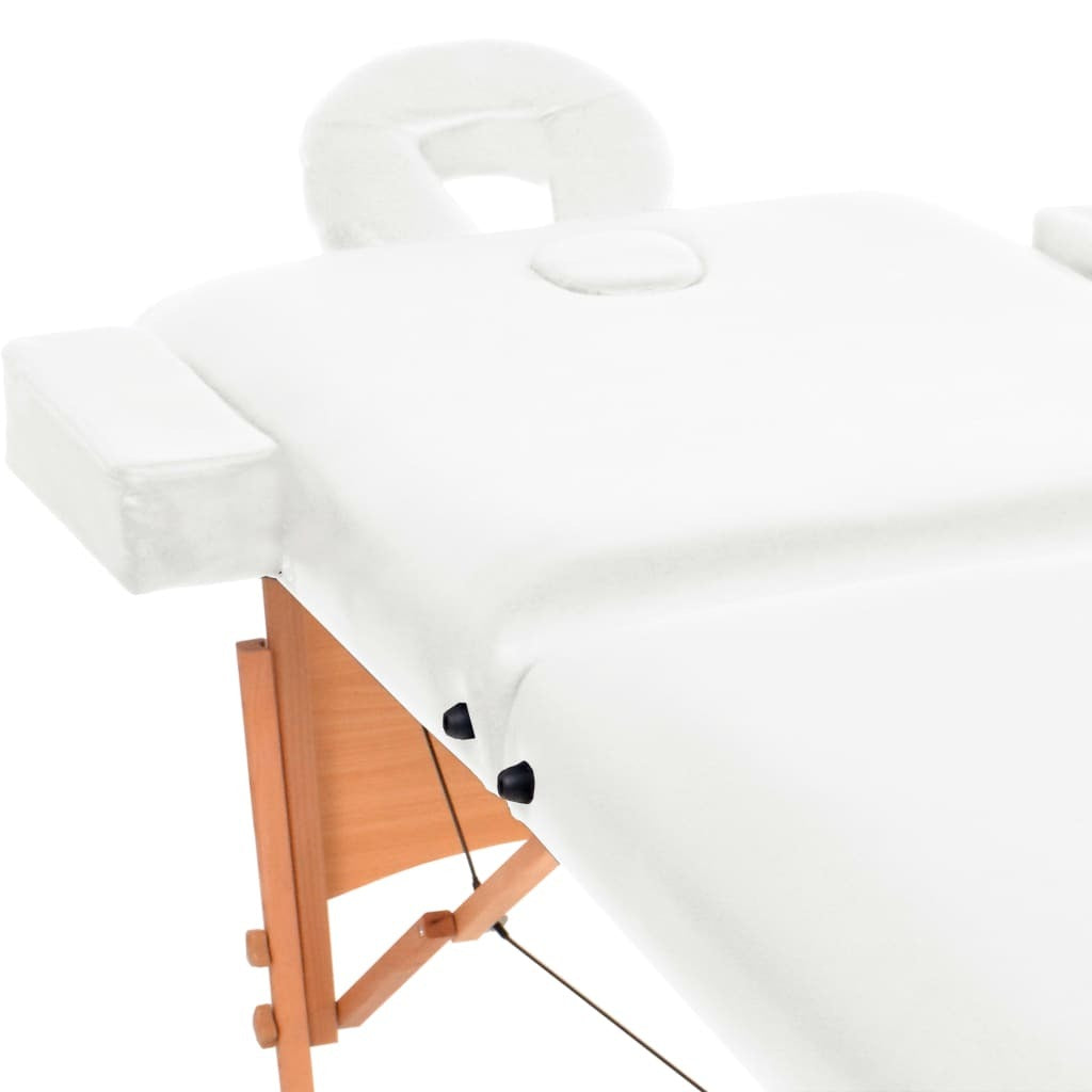 2-Zone Folding Massage Table 3.9" Thick White
