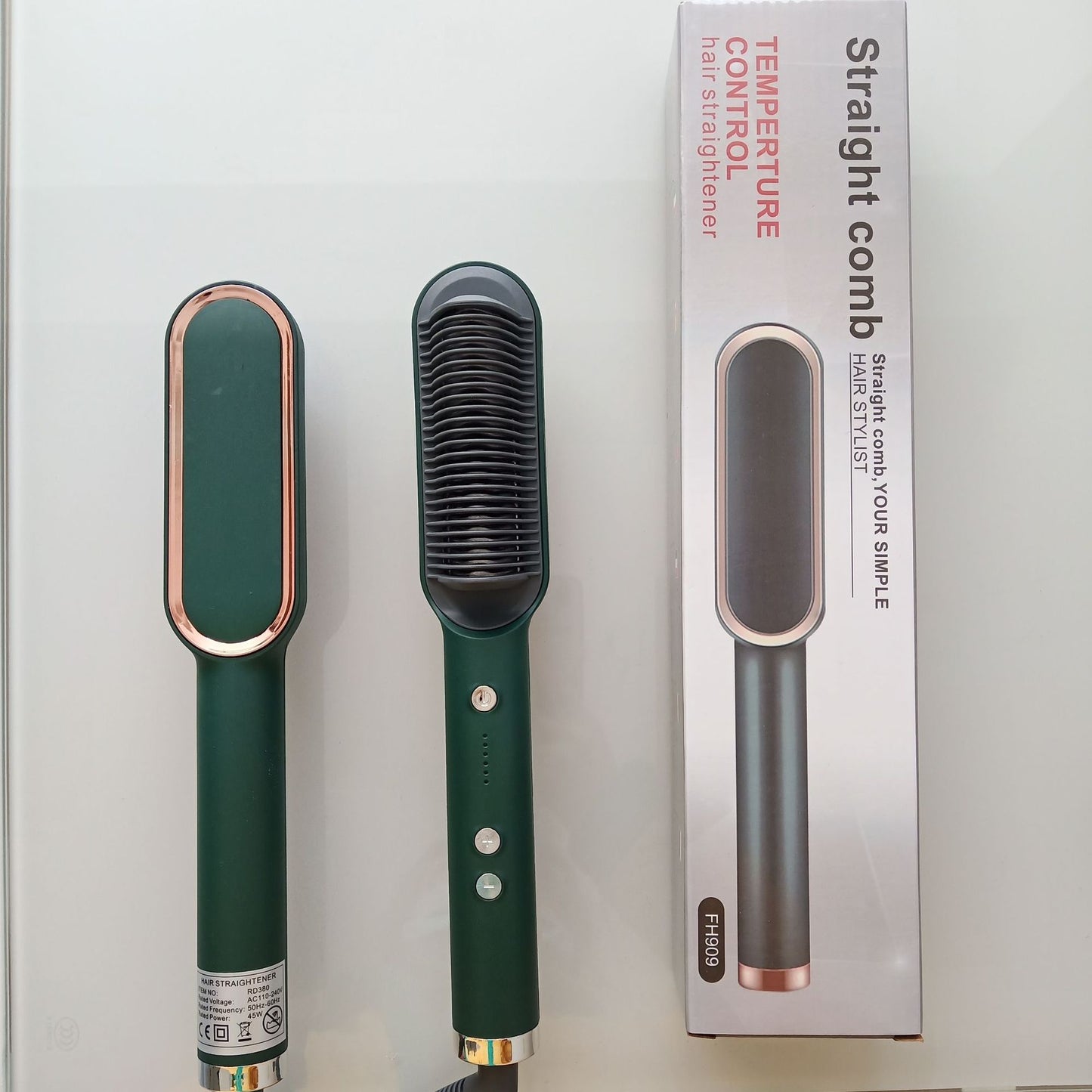 Color: Green, style: U.S. regulations - Internal Buckle Straightening Comb And Curling Iron Dual