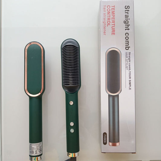Color: Green, style: U.S. regulations - Internal Buckle Straightening Comb And Curling Iron Dual