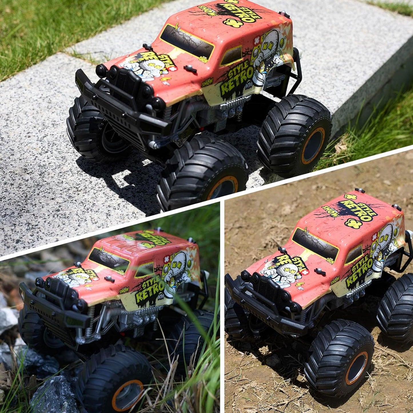 1 .14 All Terrain Off Road 2.4Ghz Remote Control Monster Trucks For Boys With LED Lights  Orange