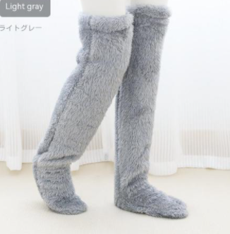Over Knee High Fuzzy Long Socks Winter Warm Cold Leg Knee Joint Cold-proof Stockings Home Floor Sleeping Socks