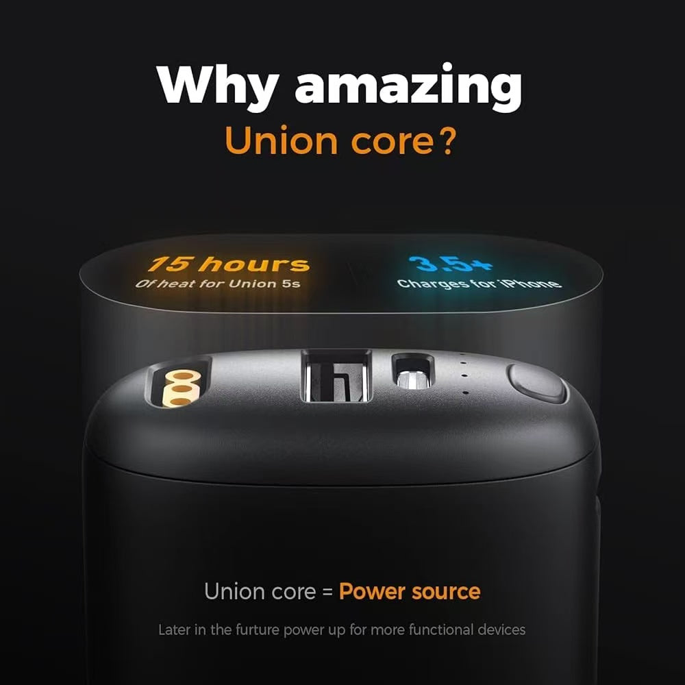 5s+ 1 Extra Union core Modular Hand Warmers Rechargeable, 10000mAh Battery Replaceable Handwarmer, USB-C Portable Charger, Perfect for Golf