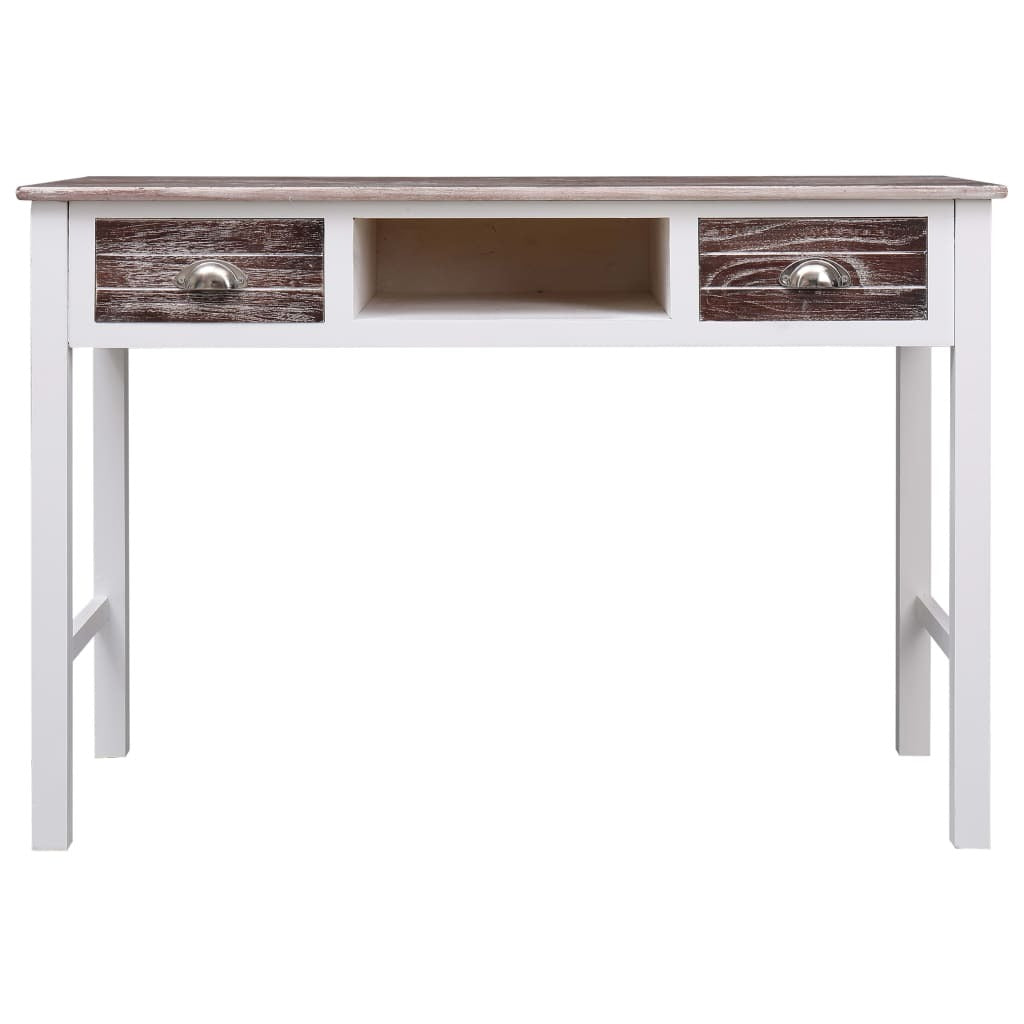 Desk Brown and White Paulownia Wood and Poplar Wood