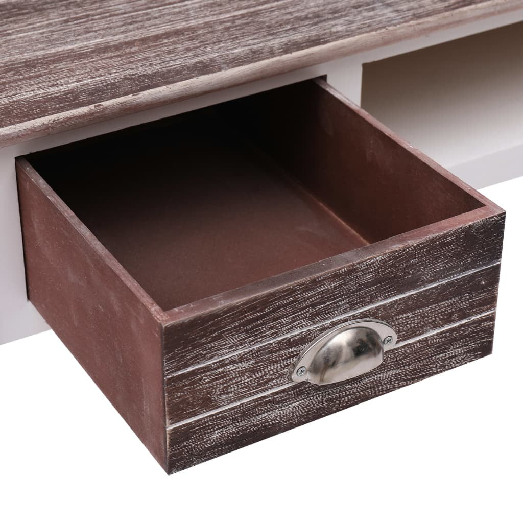 Desk Brown and White Paulownia Wood and Poplar Wood