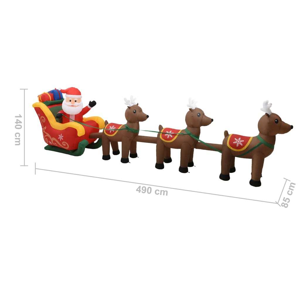 Santa Reindeer Sleigh Multicolor Fabric Large