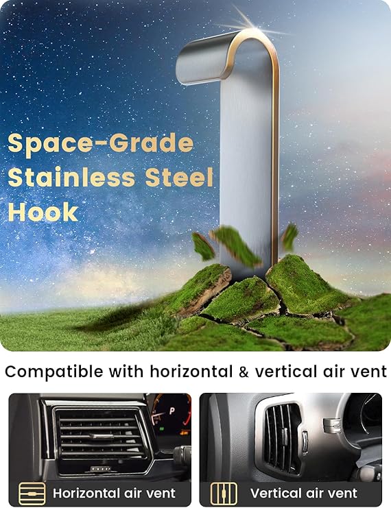 Phone Mount for Car Vent: [Never Blocking] Air Vent Cell Phones Holder for  & Samsung Android Smartphone [Thick Cases Friendly] Hands-Free A