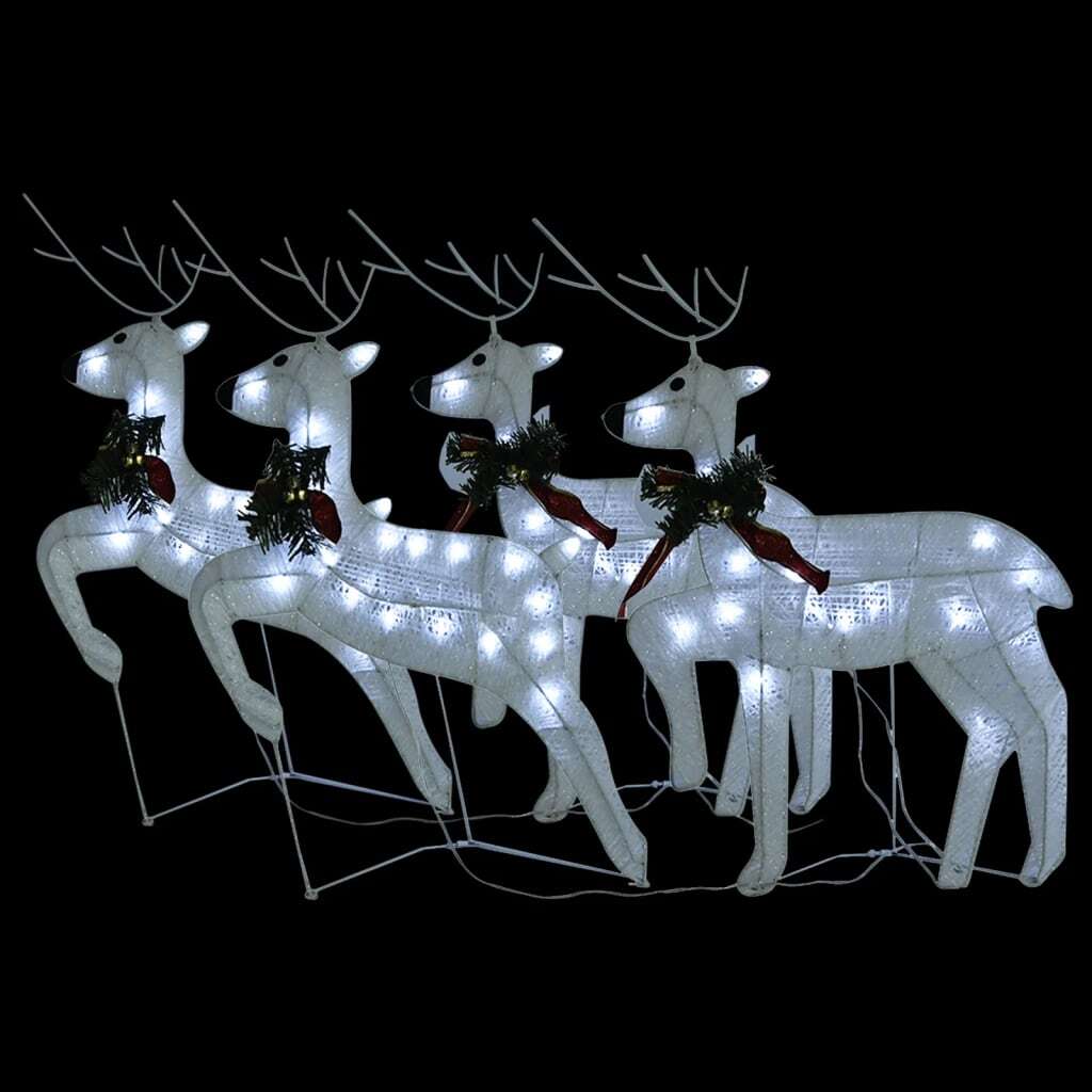Christmas Reindeer Set of 4 White Mesh, metal Medium