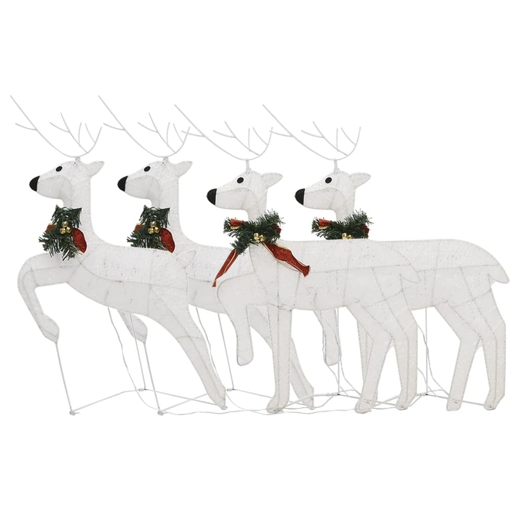 Christmas Reindeer Set of 4 White Mesh, metal Medium