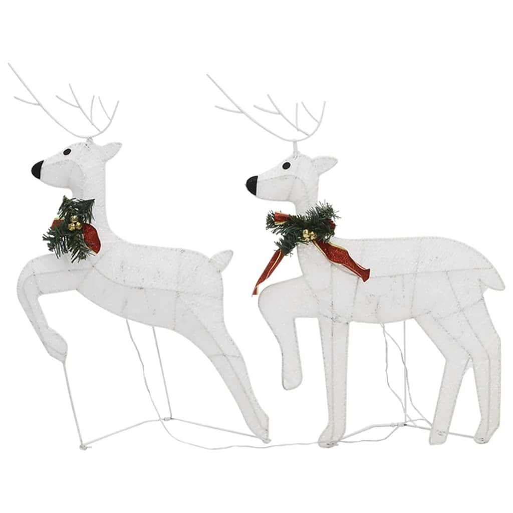 Christmas Reindeer Set of 4 White Mesh, metal Medium