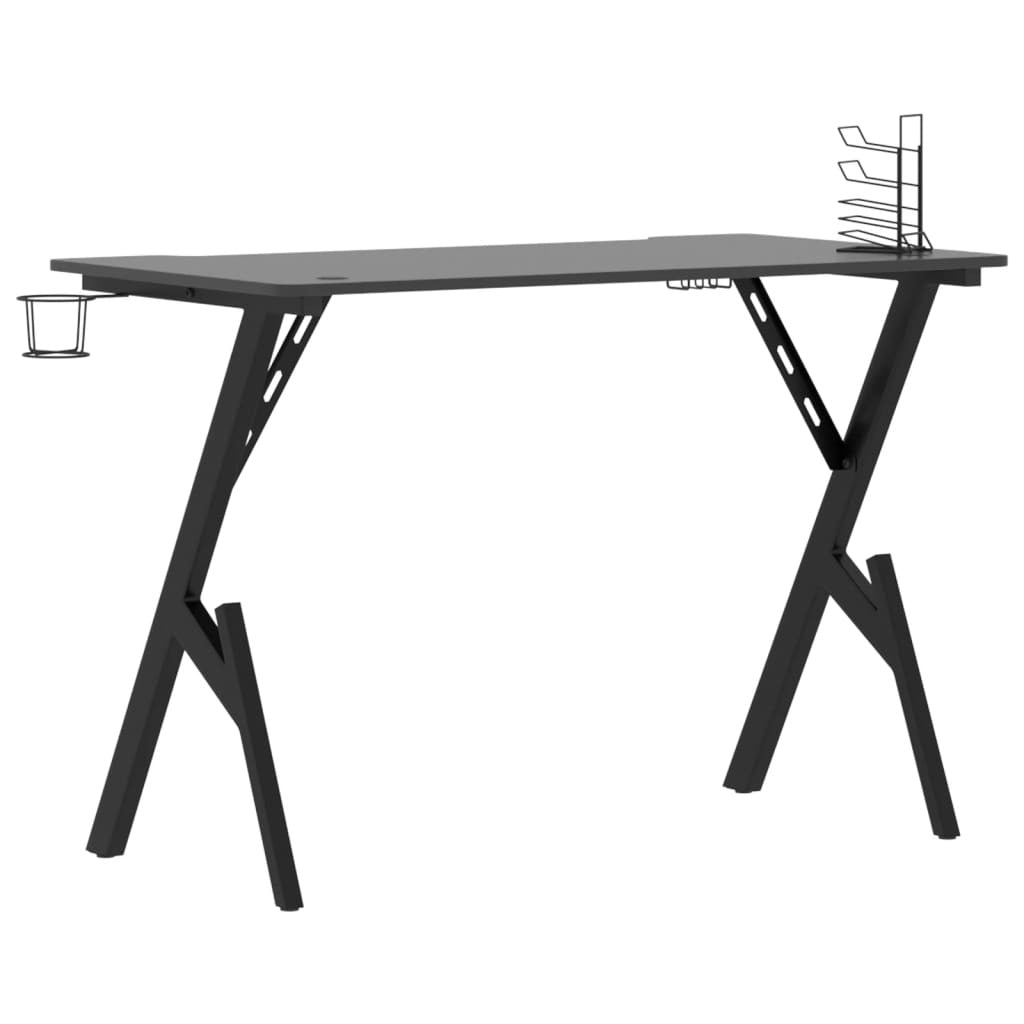 Gaming Desk Black Engineered wood, iron Medium Ergonomic