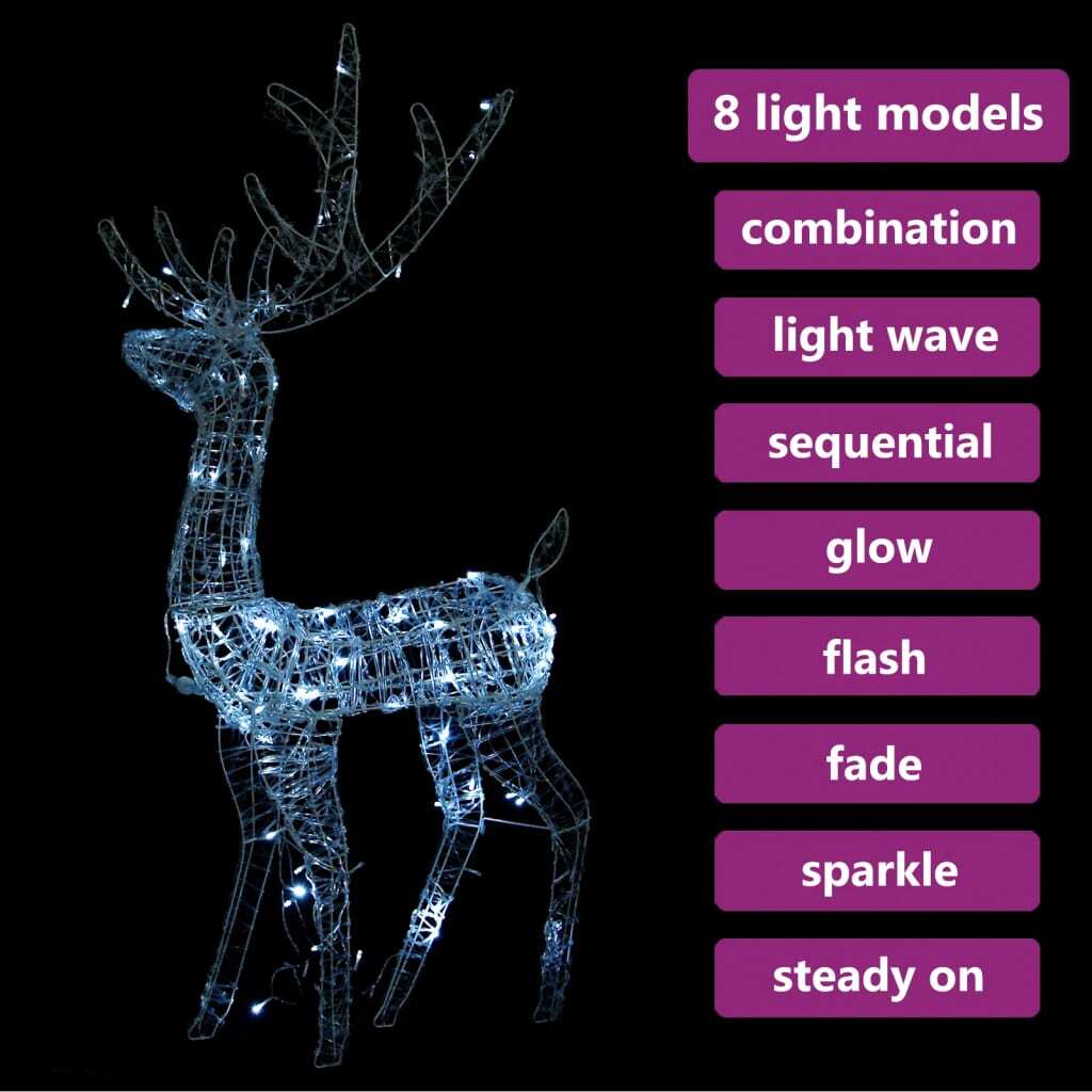 Reindeer Christmas Decoration Cold white Acrylic Life Size