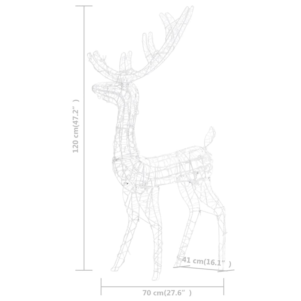 Reindeer Christmas Decoration Cold white Acrylic Life Size