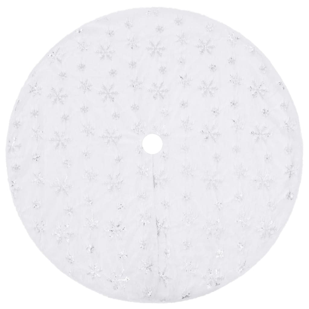 Christmas Tree Skirt White Faux fur Diameter 48 in