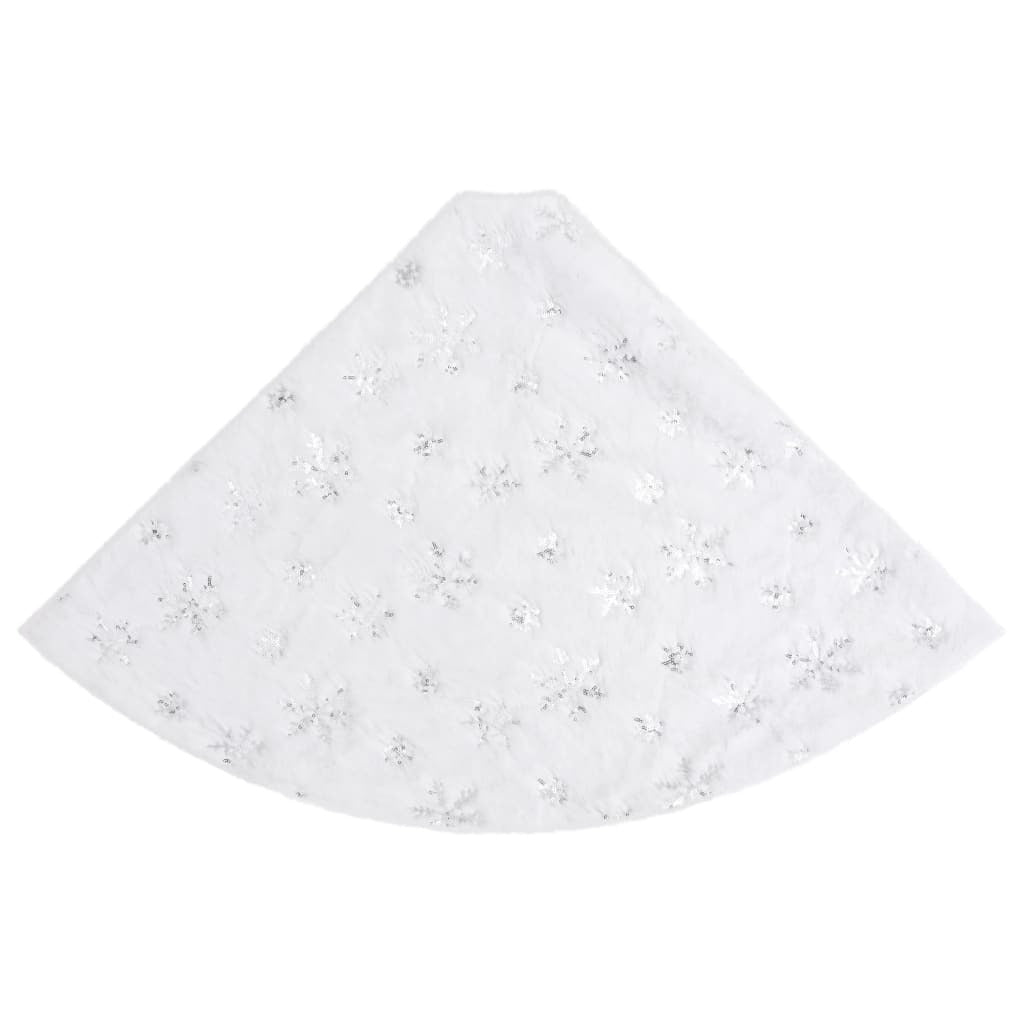 Christmas Tree Skirt White Faux fur Diameter 48 in