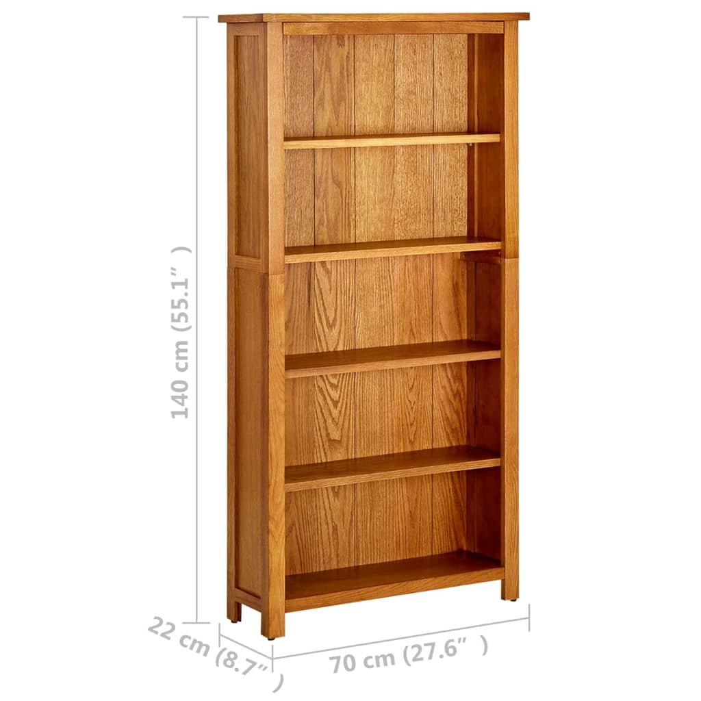 Bookcase Natural Oak Solid Oak Wood Bookcase Rectangular Rustic
