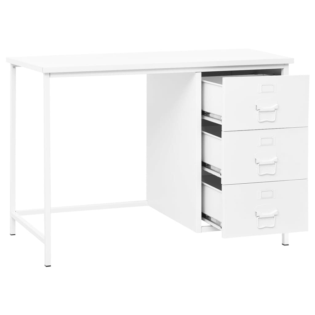 Desk White Steel Medium Desk Rectangular Industrial