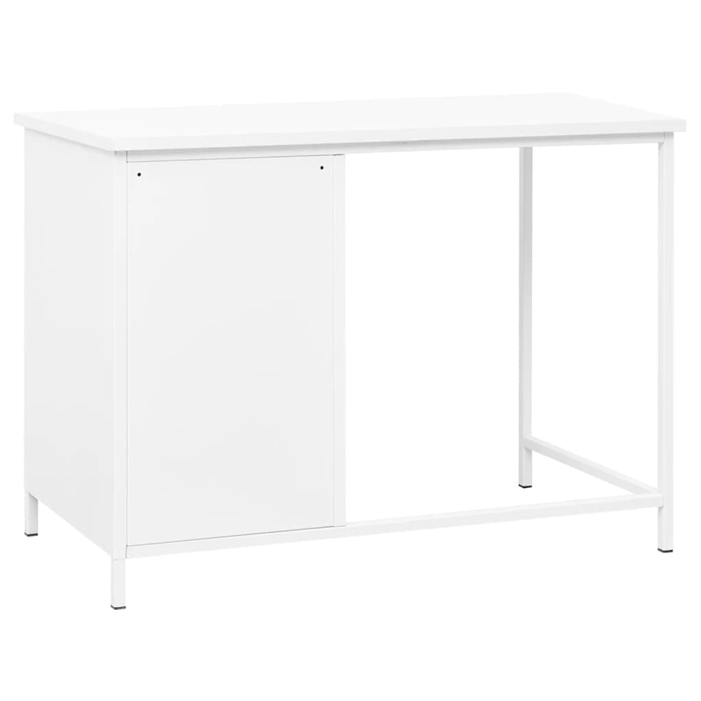 Desk White Steel Medium Desk Rectangular Industrial
