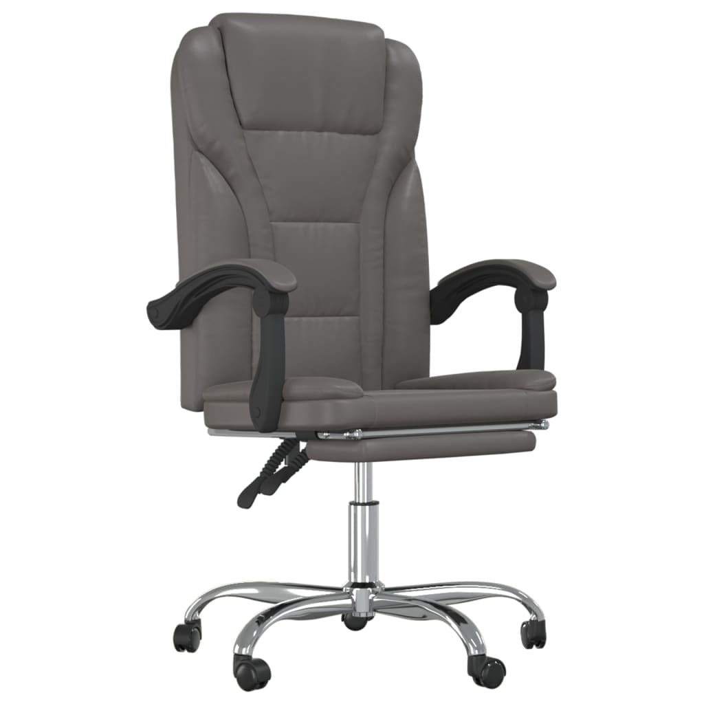 Reclining Office Chair Grey Faux leather, metal, plywood, foam