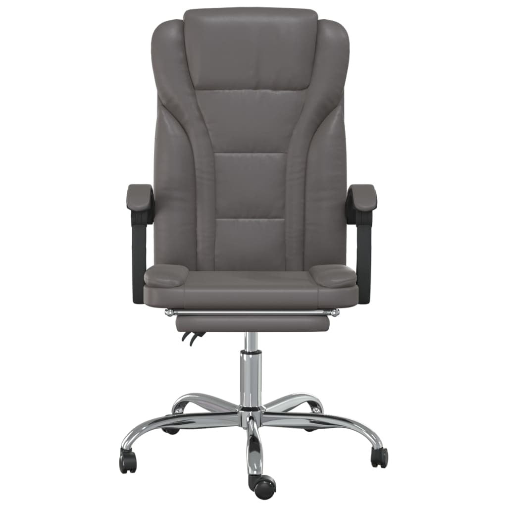 Reclining Office Chair Grey Faux leather, metal, plywood, foam