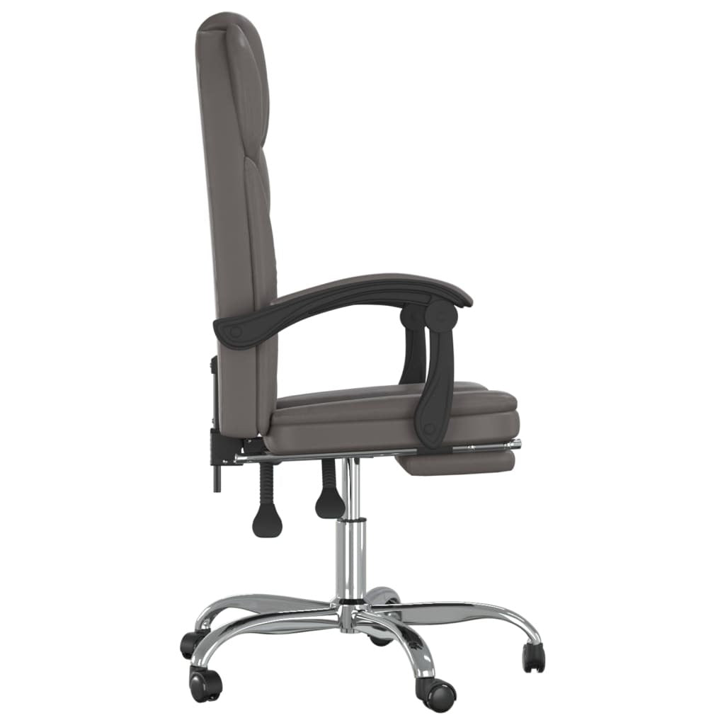 Reclining Office Chair Grey Faux leather, metal, plywood, foam