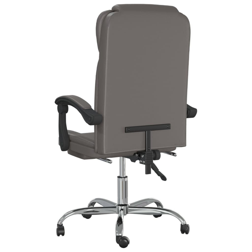 Reclining Office Chair Grey Faux leather, metal, plywood, foam