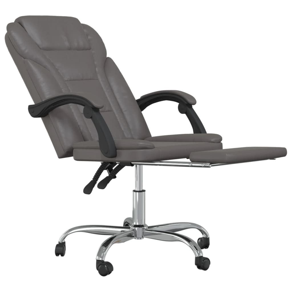 Reclining Office Chair Grey Faux leather, metal, plywood, foam