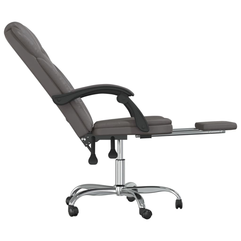 Reclining Office Chair Grey Faux leather, metal, plywood, foam