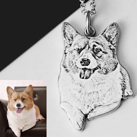 Size: 50 - 925 Silver Personalized Pet Memorial Photo Necklace