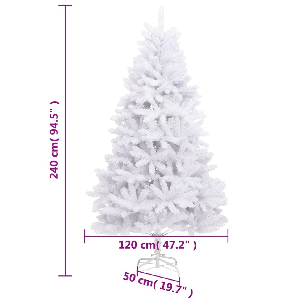 Artificial Hinged Christmas Tree White PVC Extra Tall