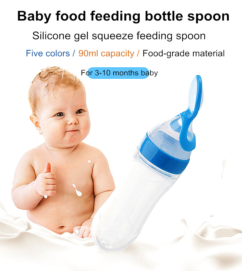 Silicone Training Rice Spoon, Infant Cereal Food Supplement, Safe Feeder