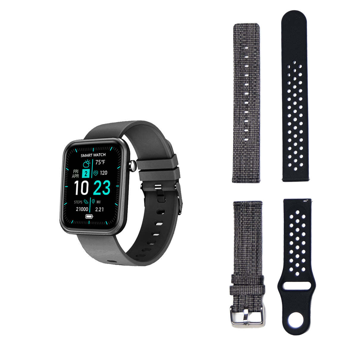 Color: BLACK - Advanced Smartwatch With Three Bands And Wellness + Activity Tracker