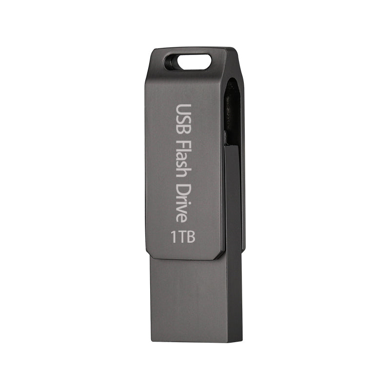 1TB popular USB flash drive suitable for Apple phones, high-speed computers, universal dual interface metal rotating USB flash drive