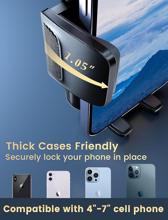 Phone Mount for Car Vent: [Never Blocking] Air Vent Cell Phones Holder for  & Samsung Android Smartphone [Thick Cases Friendly] Hands-Free A