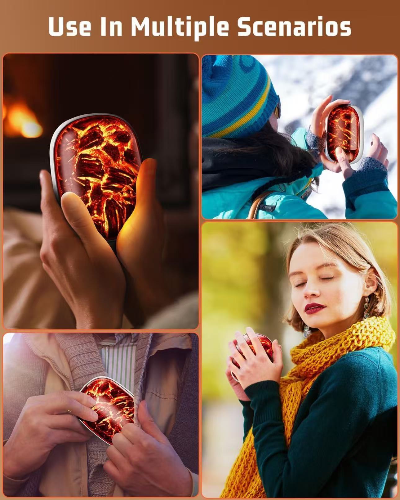 Hand Warmers Rechargeable 10000mAh Type C Quick Charge 2 in 1 Portable Electric Hand Warmers Reusable Heat Therapy