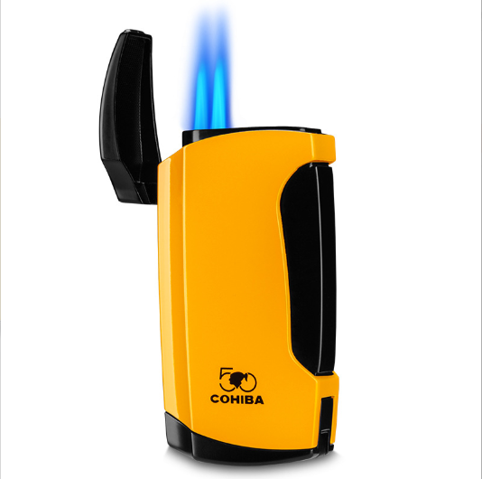 Cigar Torch Lighter with Punch Butane Refillable Lighters  Jet Flame Torch Strong Windproof Without Gas