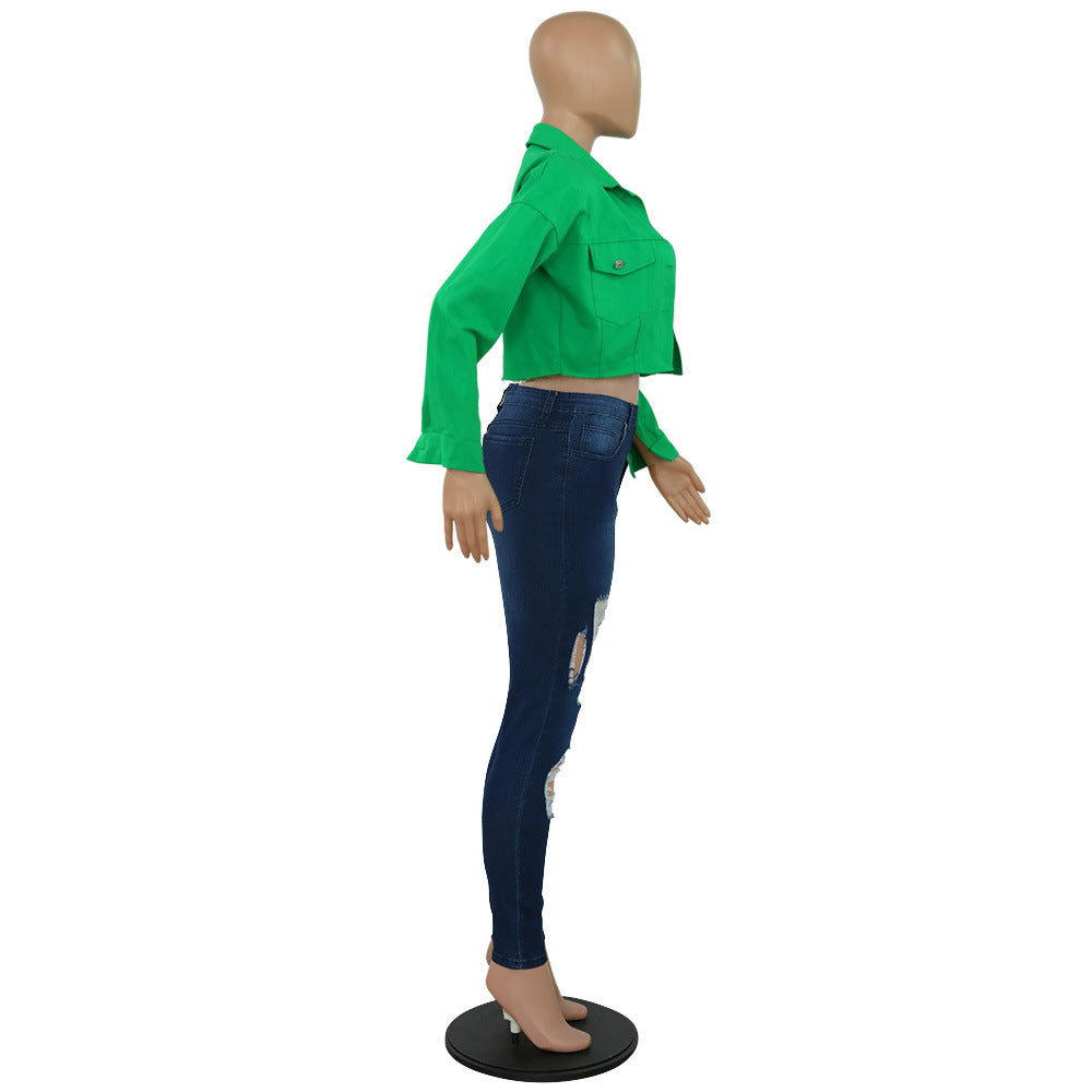 Jacket Women Streetwear Denim Jacket Women Outwear Bodycon Jeans Jackets Women Coat Casual Ladies Cropped Jackets