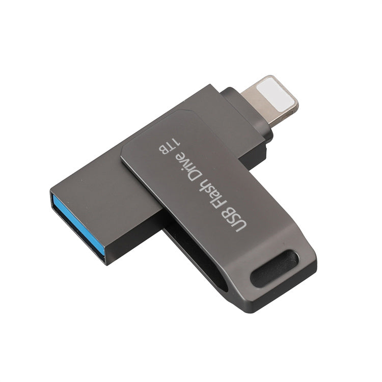 1TB popular USB flash drive suitable for Apple phones, high-speed computers, universal dual interface metal rotating USB flash drive