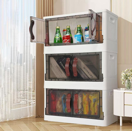 (30Gal-3 Tiers) Plastic Storage Bins with Lids, 120 Qt (30 Gal) Storage Organizer, 3 Pack Stackable Storage Bin, Foldable Plastic Storage