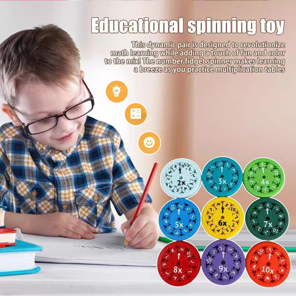 Number Spinner Fidgets Toy | Maths Fidget Spinner for Kids | Learning & Educational Sensory Toys | Learning Math Game | Relieves Stress-乘除