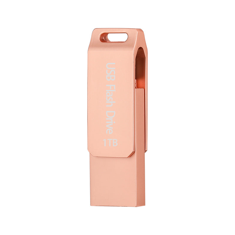 1TB popular USB flash drive suitable for Apple phones, high-speed computers, universal dual interface metal rotating USB flash drive