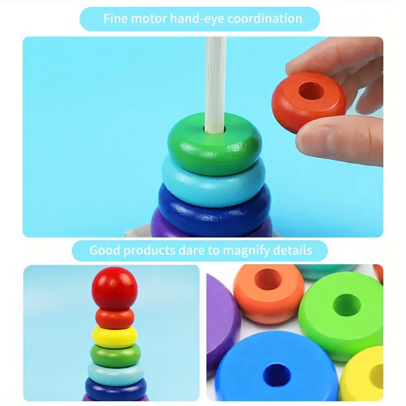 5-in-1 Montessori Nursery Wooden Eight Piano Set Gifts, Enlightenment Clock Toys, Caterpillar Shaped, Multifunctional Teaching Toys, Building Blocks Focus Exercise Toys