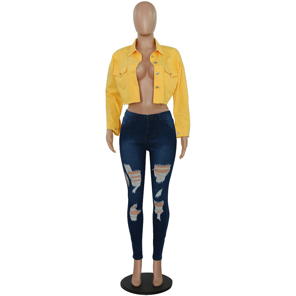 Jacket Women Streetwear Denim Jacket Women Outwear Bodycon Jeans Jackets Women Coat Casual Ladies Cropped Jackets