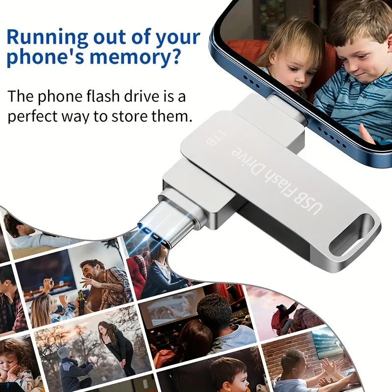Hot selling 1TB compatible with Apple phone Typec dual interface metal rotating phone USB drive