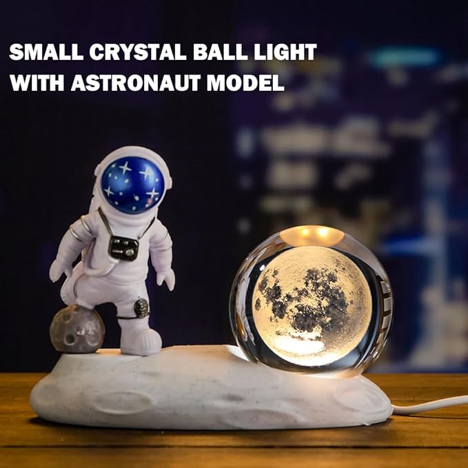 (Randomly ship 1 item) Luz nocturna de bola de cristal de astronauta 3D, lámpara de noche de bola de cristal tallada interior 3D, bola de
