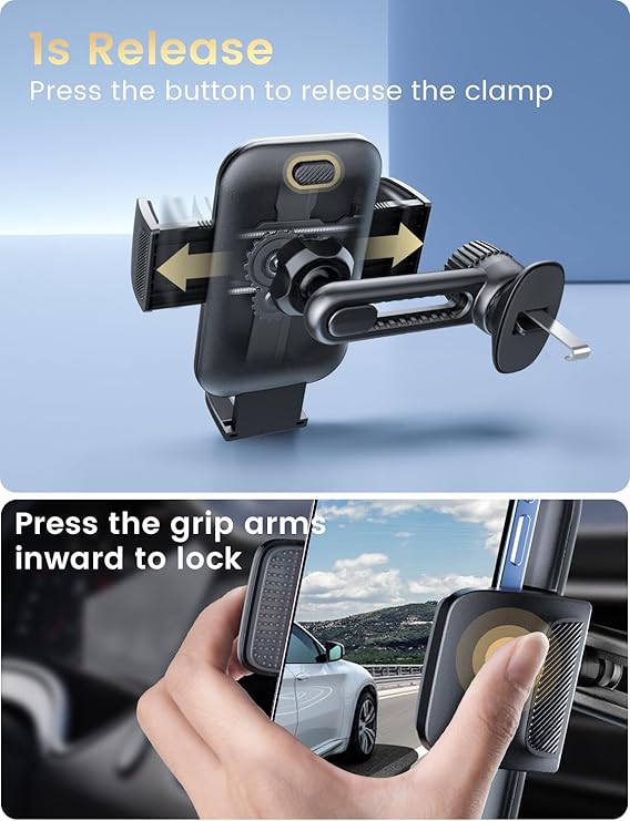 Phone Mount for Car Vent: [Never Blocking] Air Vent Cell Phones Holder for  & Samsung Android Smartphone [Thick Cases Friendly] Hands-Free A